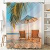 Beach Style Shower Curtain Exquisite Pattern Design Waterproof Anti-Mildew Bathroom Decoration Home Essential Rustproof Hooks