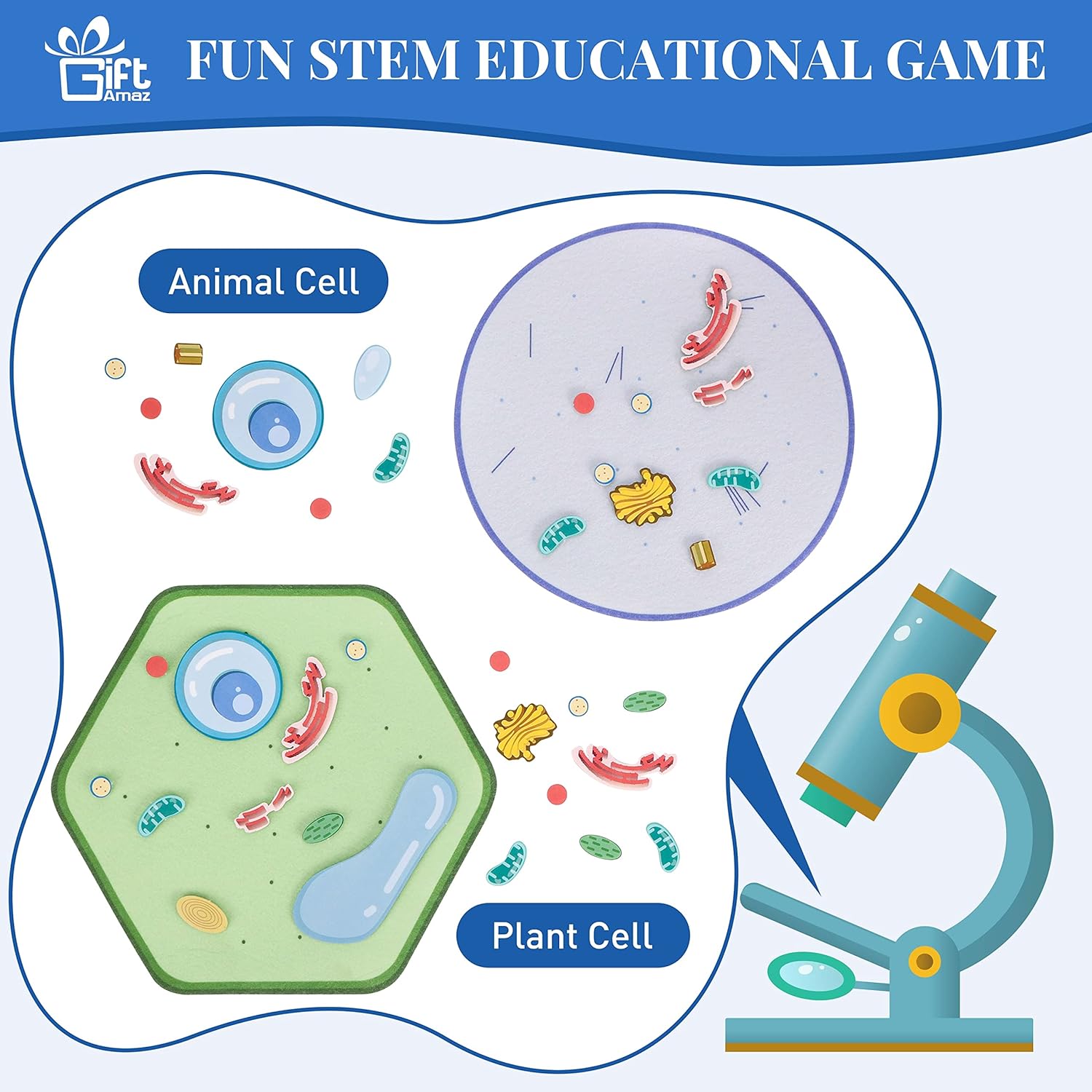 Модель анатомии животных и растительных клеток, Мягкая игрушка из фетра, Ранние игрушки STEM по клеточной биологии и наукам о жизни, Наглядное пособие для класса, Обучающее