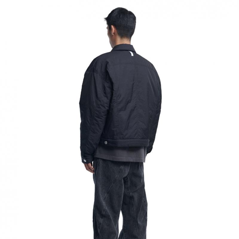 NOMANUAL Padded Nylon Trucker Jacket   Black