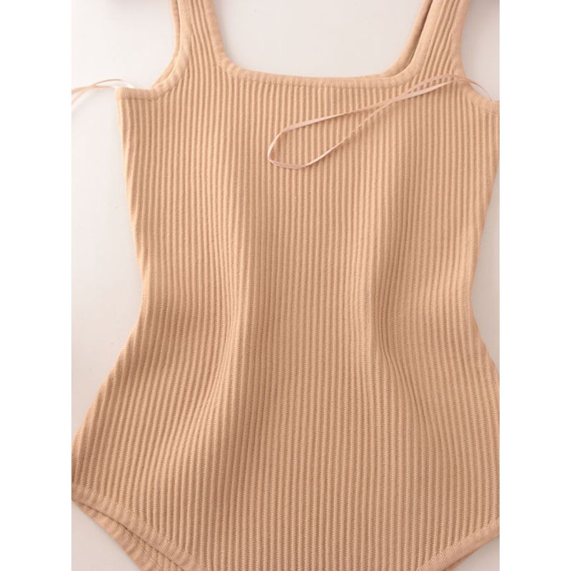 Western Style High-Fixed Rib Square Collar Pure Desire Positioning Clothing Foreign Trade Original Order Slim fit Briefs Sexy One-Piece Vest