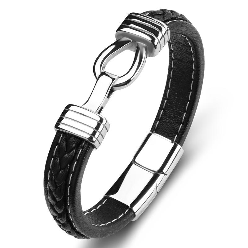 2026 European and American Men s Leather Bracelet, High-end Fashion Trend Bracelet 16.5CM