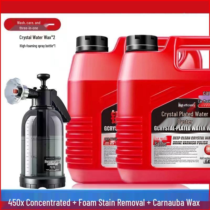 Crystal Car Wax: High-Foam Water Wax for White & Black Cars, Powerful Stain Remover, Damage-Free Shine
