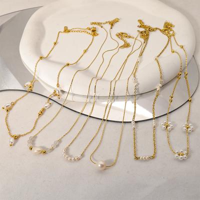 Freshwater Pearl Necklace Collarbone Chain High-End Sense Niche Titanium Steel Non-Fading Jewelry Necklace Women