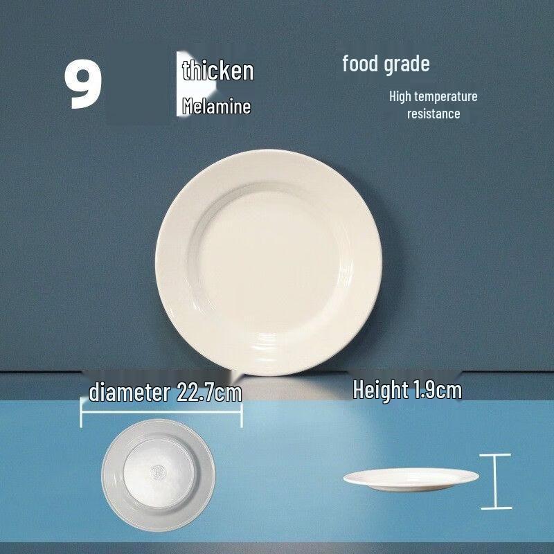 White 9-inch Round Melamine Dinner Plates (10-pack)