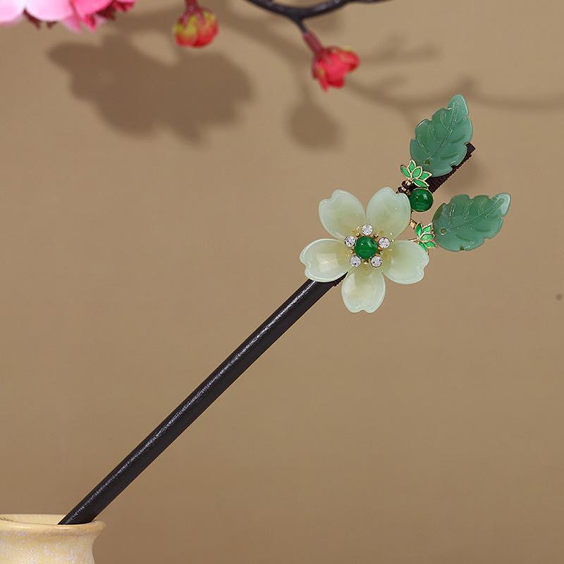 Ancient Style Ebony Imitation Wooden Tassel Hairpin - Hanfu Accessory for Women