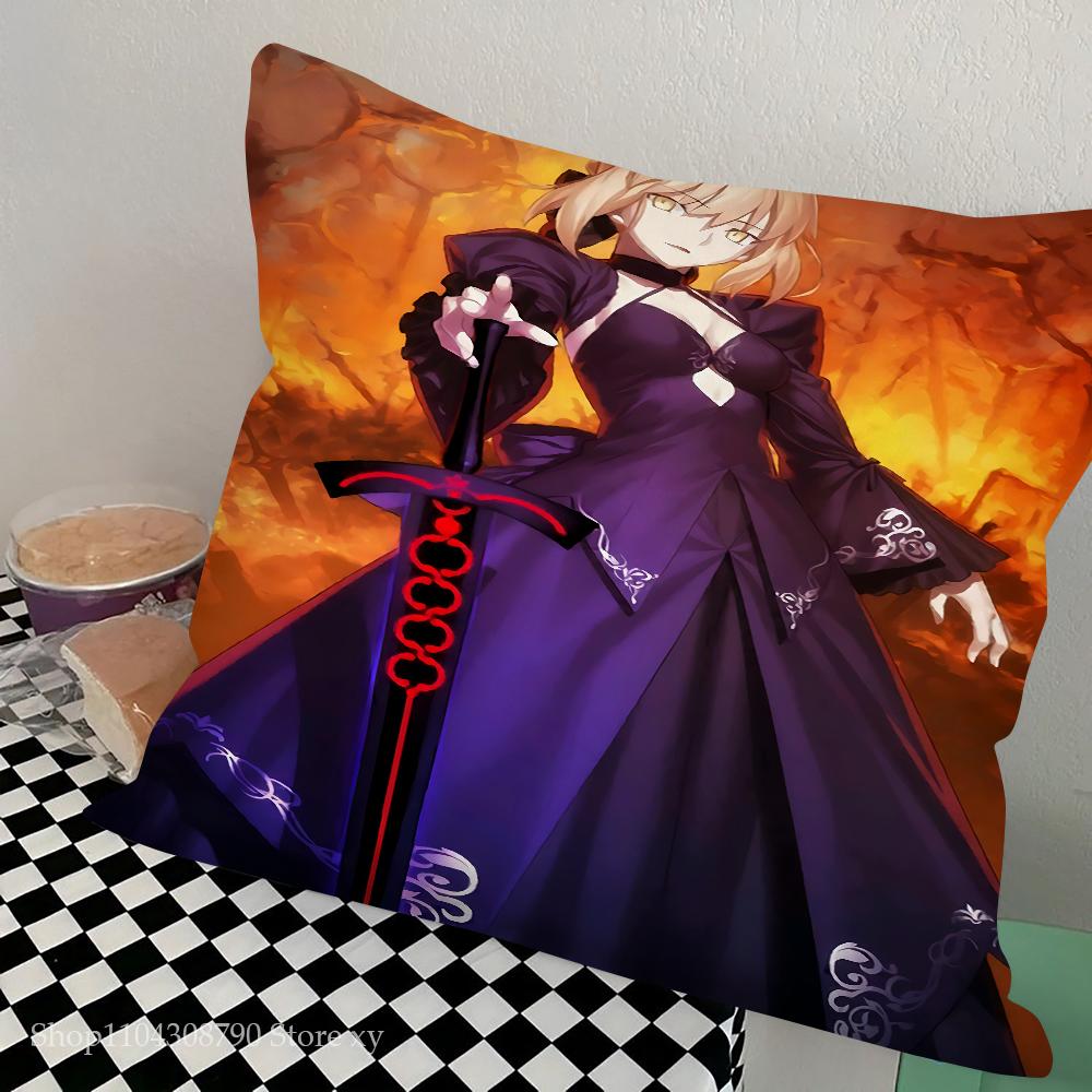 Anime Fate Zero Stay Night Saber Pillow Case Square Pillow Bedroom Sofa Leisure Comfort Cushion Car Living Room Home Decoration