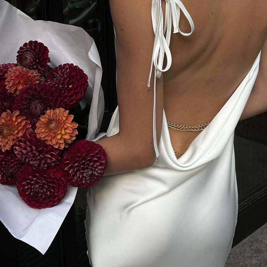 Women Sleeveless Solid Color Ankel-Length Slip Dress V-neck High Waist