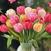 Spring Summer Flowers Window Clings Double Sided Tulip/Rose/Wildflowers in Vase Decals Anti-Collision Glass Door Stickers