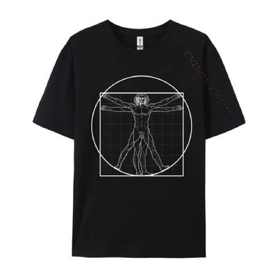 Leonardo Vinci Vitruvian Man Casual Custom Pure Cotton Camisa Men Tops Shirt Cool Top T-Shirts High Quality T-Shirt