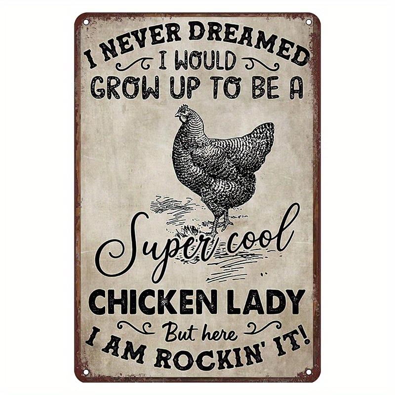 Crazy Chicken Coop Cedule Retro kovová uvítací plaketa Legrační statek Ideální pro kurník nebo kuchyni Ideální dárek na zeď