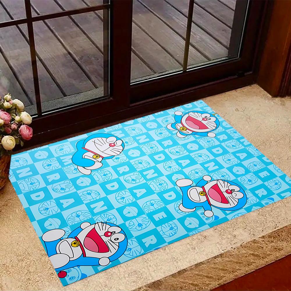 Doraemon Heart Adventure Themed Anti-Slip Rugs - Polyester Home Decor, Suitable for Bedrooms, Living Rooms, Doorways, Studios, and Decorations