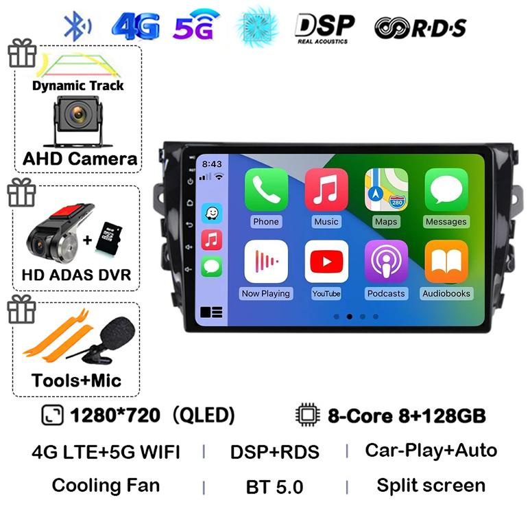 Android 14 Carplay Auto 4G WIFI For Zotye T600 2014-2019 Car Radio Multimedia Video Player Navigation Stereo GPS 360 Camera QLED