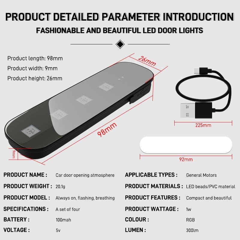 Led Welcome Light Car Door Light USB Rechargeable Wireless Induction Night Light Auto Door Emergency Lighting Signal Lamp