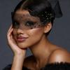 Rhinestone Embellished Mesh Veil Headpiece Mesh Fabric Bridal Headpiece  Bridal