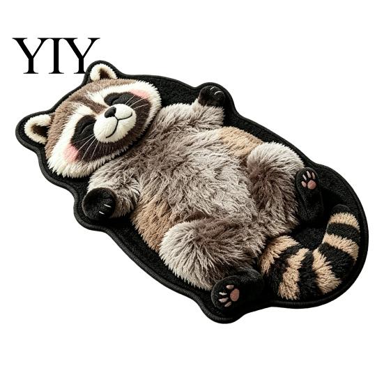 Easy to Clean Bedroom Rug Cozy Cat Shaped Floor Rug, Plush Cartoon Area Mat, Soft Whimsical Pet Themed Cover Crystal Velvet Decorative for Bedside And