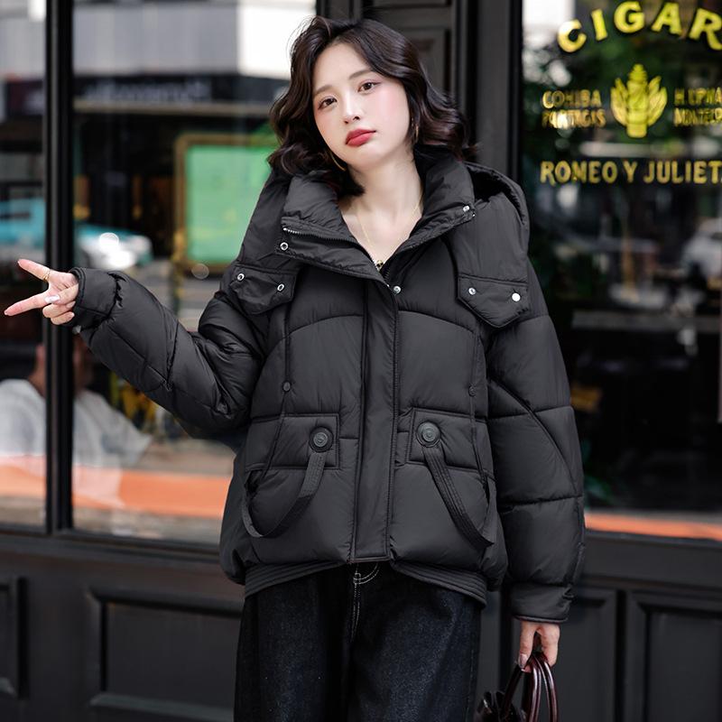 Hooded short cotton-padded coat for women's winter new small loose thickened down cotton-padded jacket