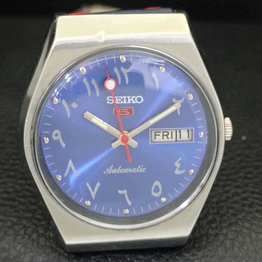 JAPAN VINTAGE SEIKO 5 AUTOMATIK 6319A HERREN ARABISCHES BLAUES ZIFFERBLATT UHR a701418-5