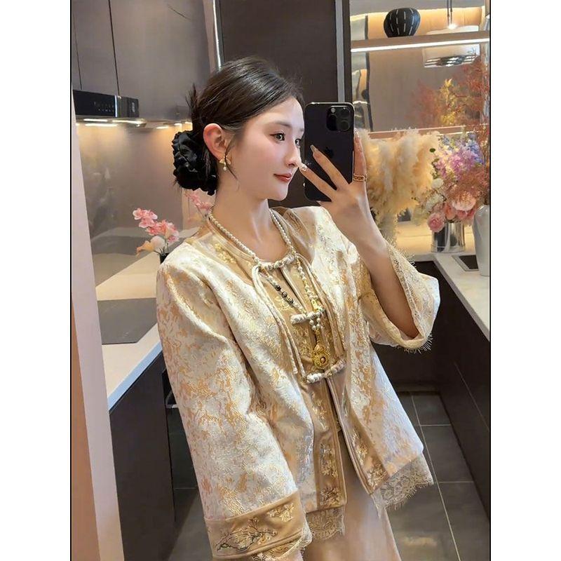2026 Spring New Style This Year's Trendy New Chinese Style National Fashion Suit with Unique and Stylish Coat and Skirt Two-Piece Set
