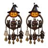 Halloween Gothic Wind Chime Spooky Bell Chime with Pumpkin Lantern Grim Reaper Ghost Black Cat for Porch Window Home Decor