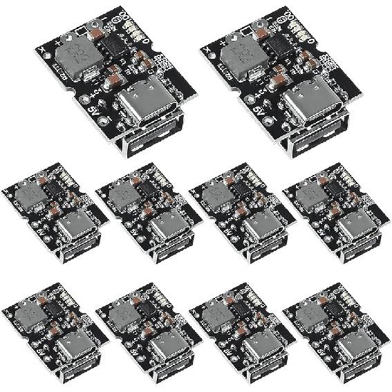 10PCS Type-C USB 5V 2A Boost Converter Step-Up Power Module Lithium Battery Charging Protection Board LED Display USB for DIY Charger (USB is