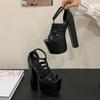 Street Style Sexy Narrow Band Women Gladiator Sandals Summer  18cm High Heels Platform Wedges Nightclub Chunky Shoes