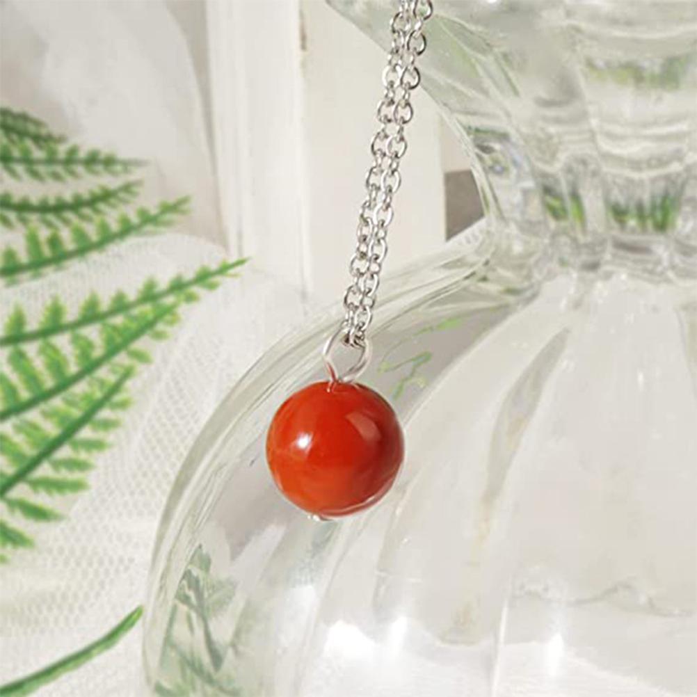Red Agate Stone Pendant Necklace Simple Crystal Necklace Jewelry Gift for Women Girl