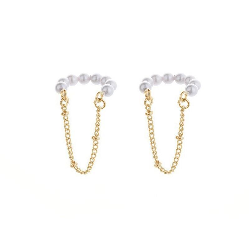 Pearl Tassel Ear Clips for Women - Sweet Fairy Style, No-Pierce Design