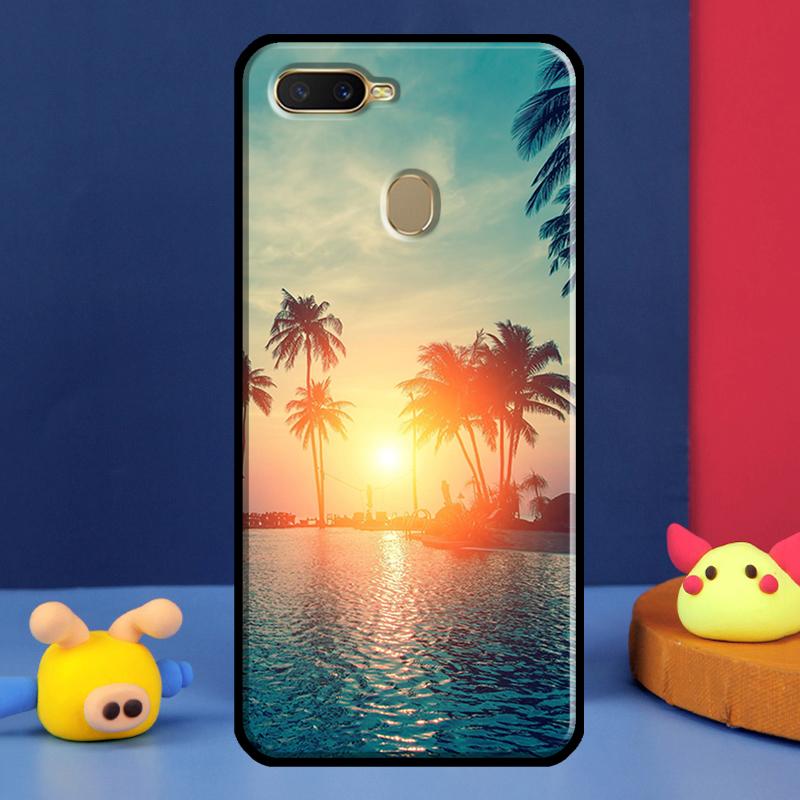 Summer Beach Sunset Palm Tree Case For Oppo A16 A76 A96 A58 A78 A98 A5 A9 A91 A15 A17 A77 A52 A72 A74 A94 A54S A57S Cover