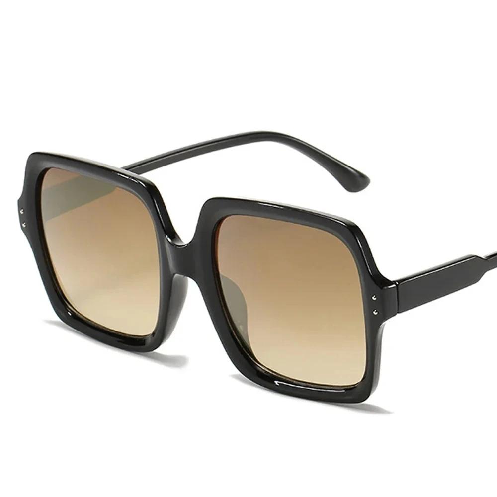 Durable High Quality Durable High Quality Vintage Oversize Square Sun Glasses Women Black Gradient Fashion Luxury