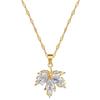Micro-Inlaid Necklace Earrings Set Light Luxury Maple Leaf Full Diamond Personality Temperament Banquet Earrings Necklace Combination