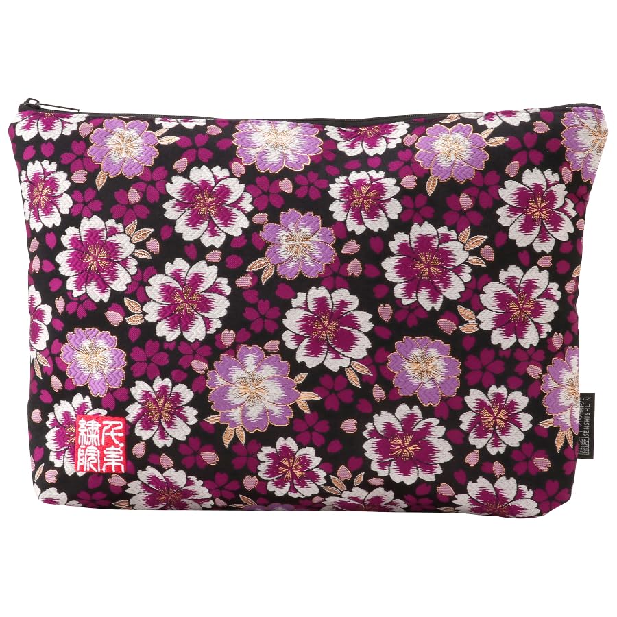 

Senshishuin Nishijin Brocade Stamp Book Case Double Cherry Blossom LL Size Pouch/Shrine (Lined) Black-Purple Design, фіолетовий
