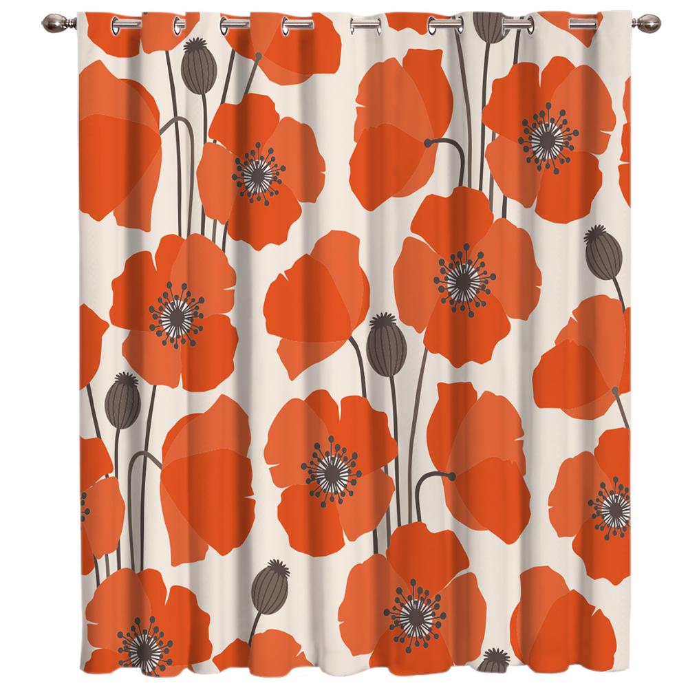 Orange blomma chic fönstergardiner natursköna gardiner för vardagsrum dekorativa föremål vardagsrum