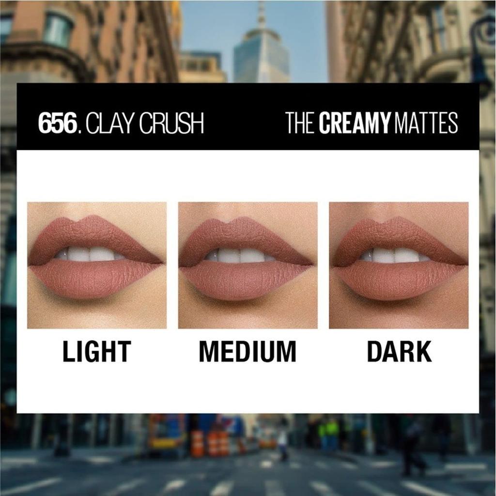 Maybelline New York Matte Lipstick 3.9g 656 Clay Crush Creamy Hydrating Long-Lasting Bold Lip Colour