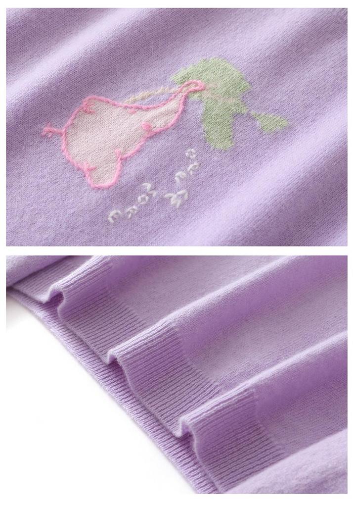 Lekasha Women's 100% Cashmere Embroidered Round Neck Sweater for Autumn and Winter