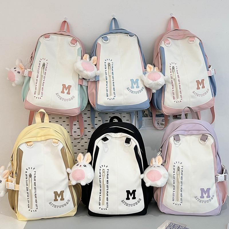 School Bag New Casual Backpack Popular Fashion Versatile Backpack Large Capacity with Pendant Chinese College Student School Bag Tide