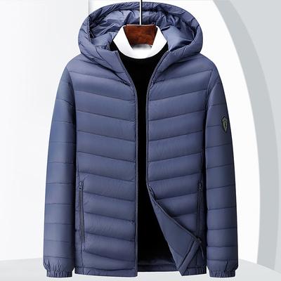 Jaqueta fina minimalista masculina, nova jaqueta com capuz, nova jaqueta curta de outono, padrão nacional 90, penas de pato branco, para homens jovens e de meia-idade
