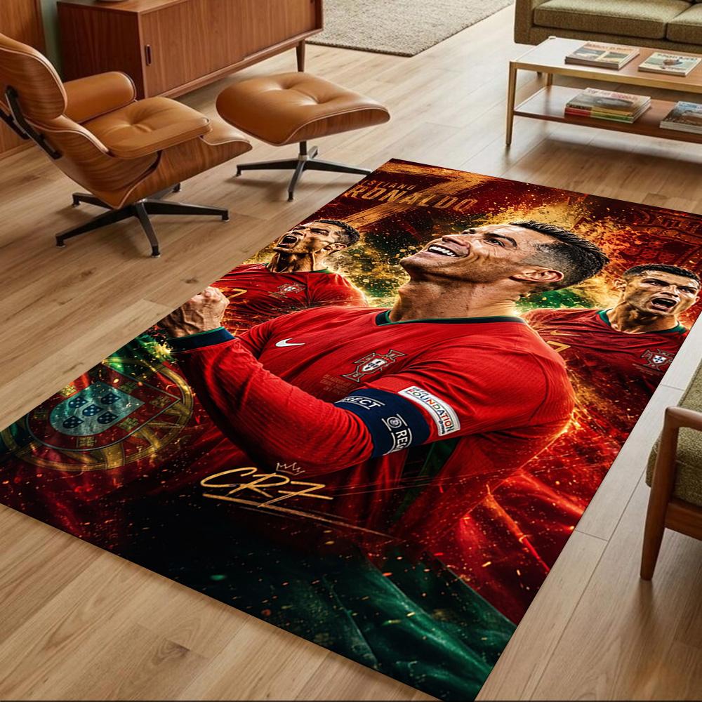 Cristiano Ronaldo Teppich Büroteppich Perfekt für Spielzimmer Balkon Küche Eingangsbereich Rutschfester Teppich Anime Bürodekoration Am besten für Weihnachten