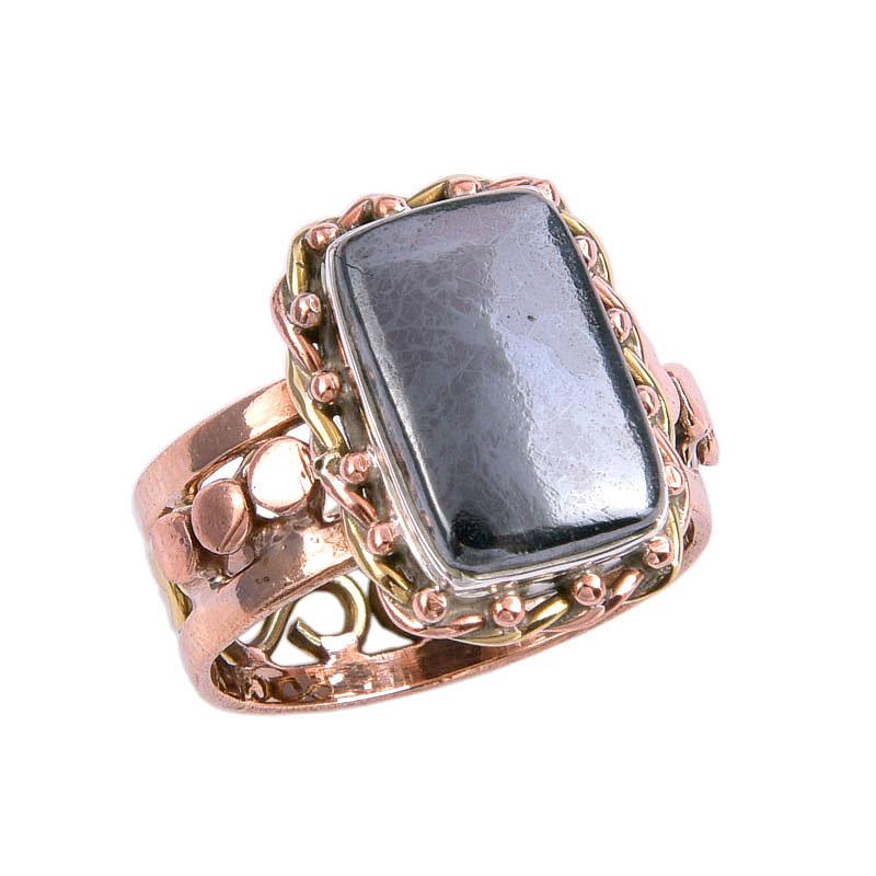 Piatră prețioasă Gunmetal Naturală Bicolor Argint Sterling 925 Inel Bijuterii S.8.5 F4s59