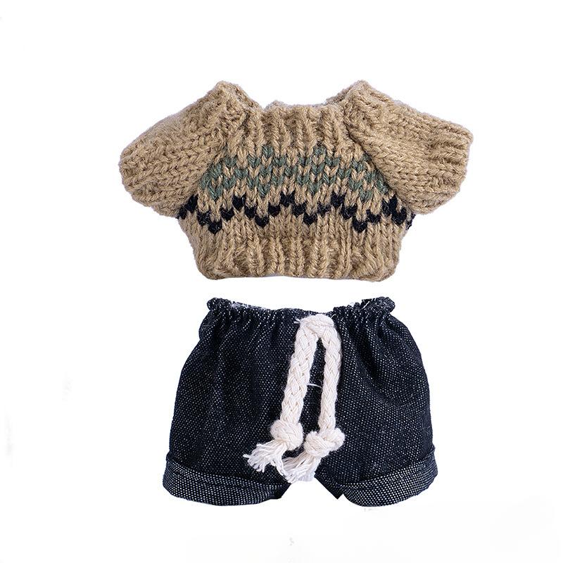 Sweater Jeans for 15-17Cm Labubu Plush Stuffed Doll Outfits DIY Mini Dolls Clothing Accessories