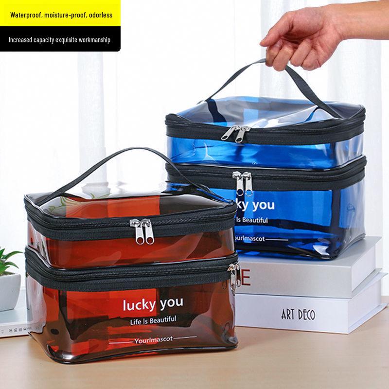 

Women s Double-Layer Large Capacity Waterproof Cosmetic Travel Bag світло-сірий колір