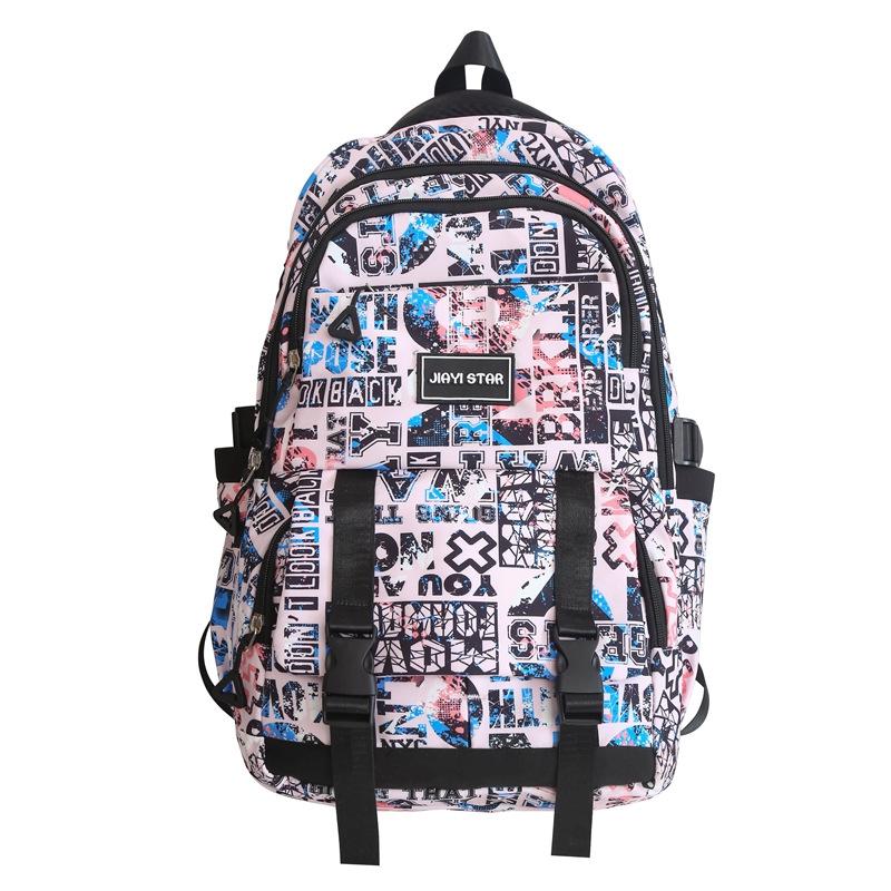 Schoolbag Backpack Women's Fashion Korean Version Harajuku ins Simple Junior High School Student School Bag Lightweight Large Capacity Student