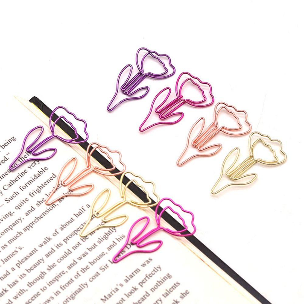 10PCS/Set Metal Flower Bookmark Colored Mini Paper Clip Smooth Meeting File Clip  Book Marking