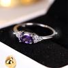 Female Charm Oval Purple White Zircon Minimalist Stacking Thin Rings For Women Party Wedding Bands Mothers Day Jewelry Gifts CZ