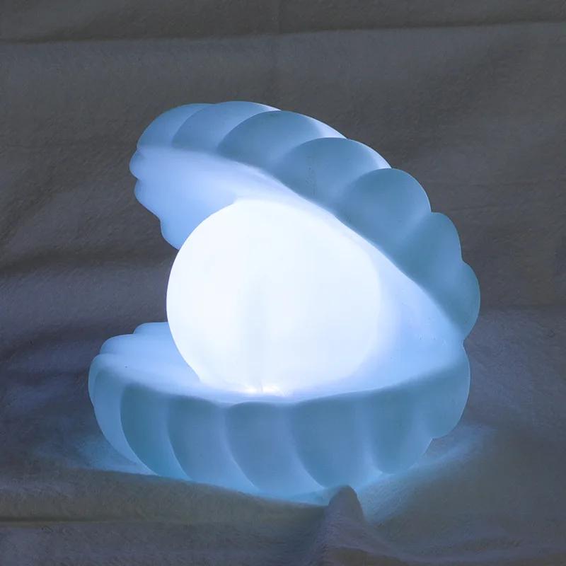Mini Pearl Mussel Night Light Soft Lights Cartoon Shell Lamp Bedroom Nightstand Desktop