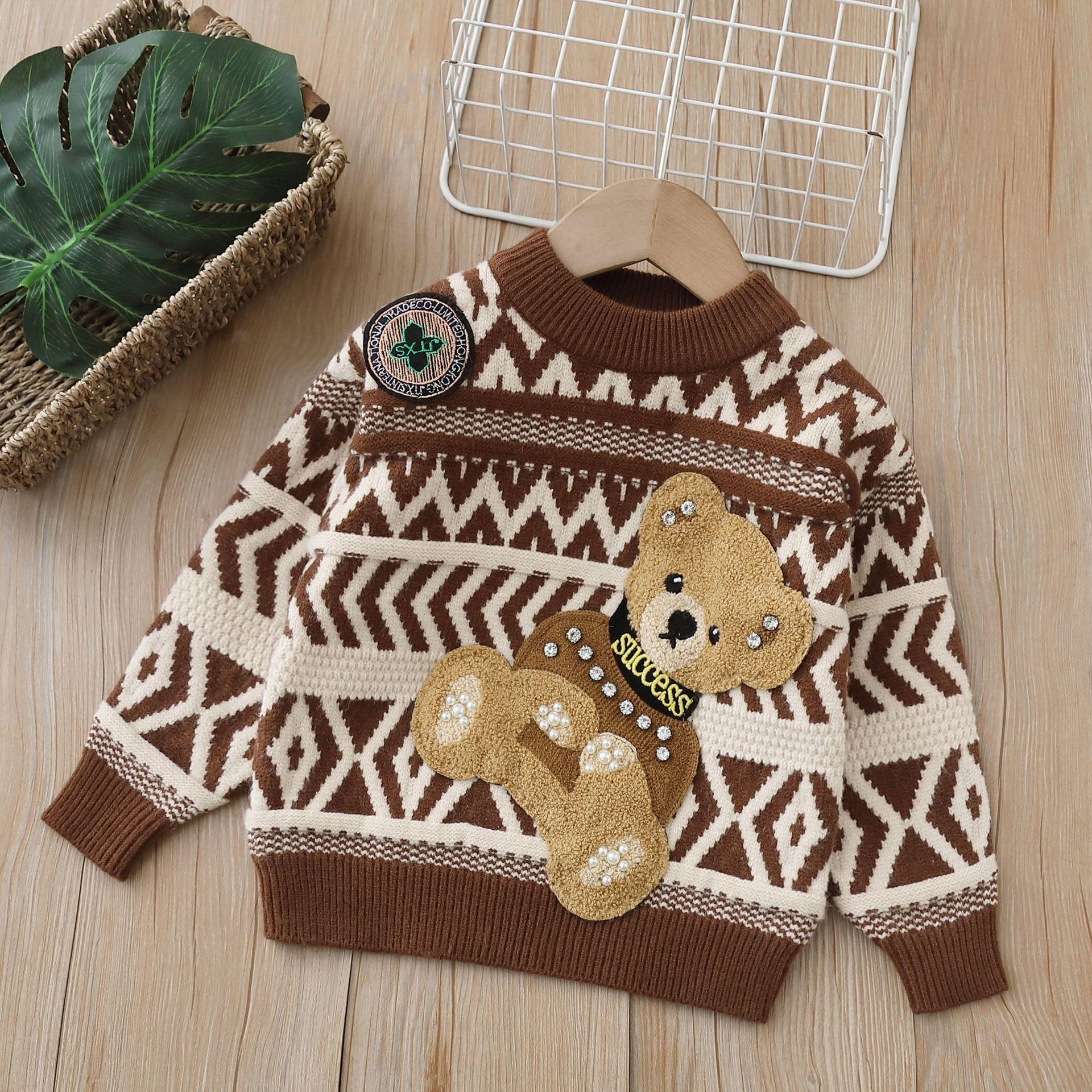 

Детский свитер, осень/зима 2023, новый трикотажный свитер унисекс с героями мультфильмов 130cm коричневый