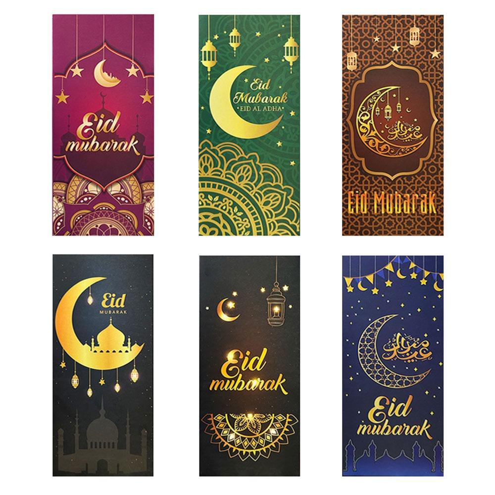 6PCS Multicolor Eid Mubarak Cash Envelopes Paper Lucky Greeting Card  Gift