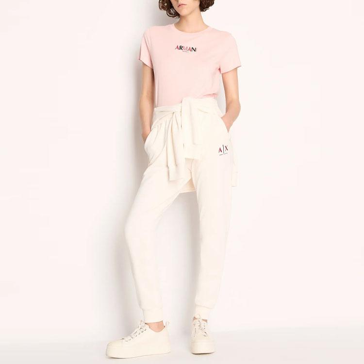 Armani Exchange FW23 Letter Logo Embroidered Drawstring Cuffed Sweatpants Women bottoms Off-White 6RYPLB-YJEBZ-1130
