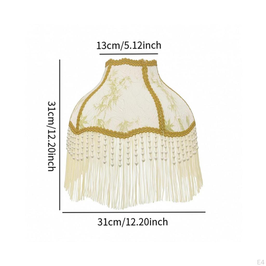 Bell Shape Scallop Lamp Shade Lampshade Handmade with Tassels Beads for Office Table Hotel Home