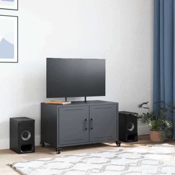 VidaXL TV Stand, Television Cabinet with Doors, TV Stand with Storage Living Room, Anthracite 846640