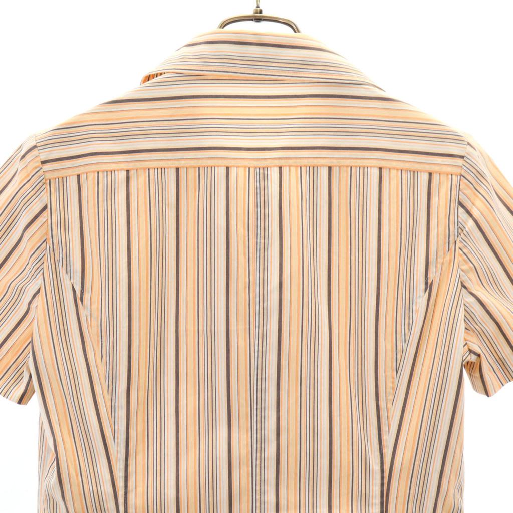 COURREGES Striped Pattern Short Sleeve Shirt Dress 9AR Orange Pullover Women Used